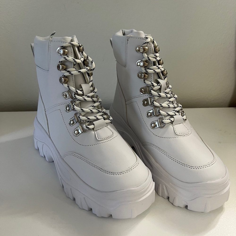 PLT white platform boots